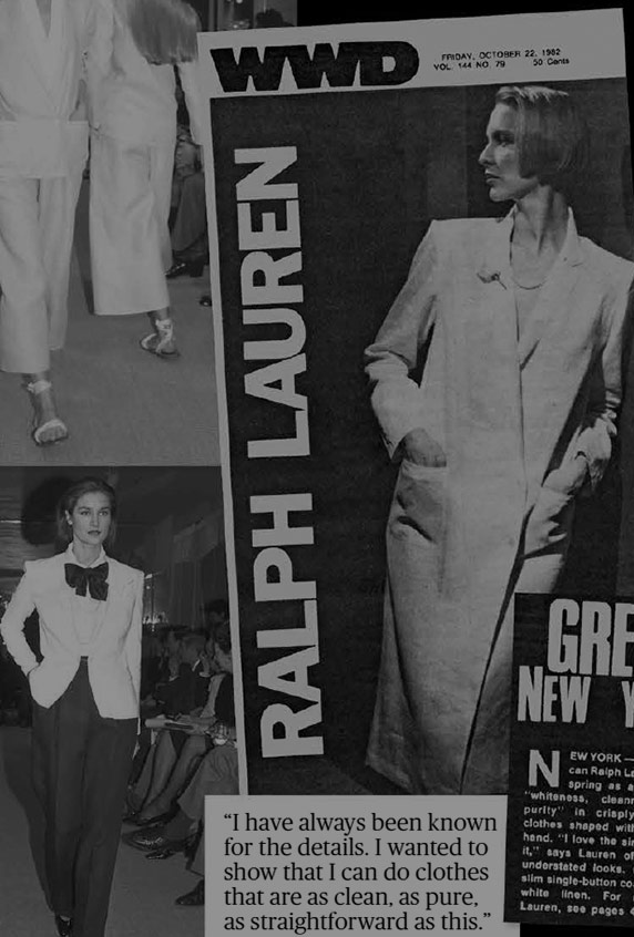 Book cover and inside pages of WWD: Fifty Years of Ralph Lauren