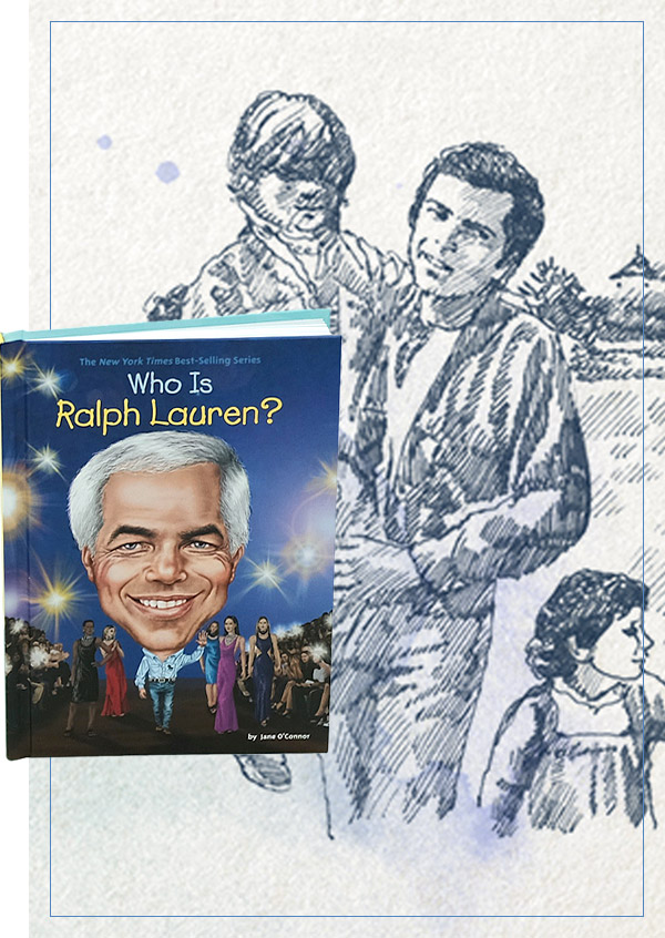 Book cover of and inside illustration from Who Is Ralph Lauren?