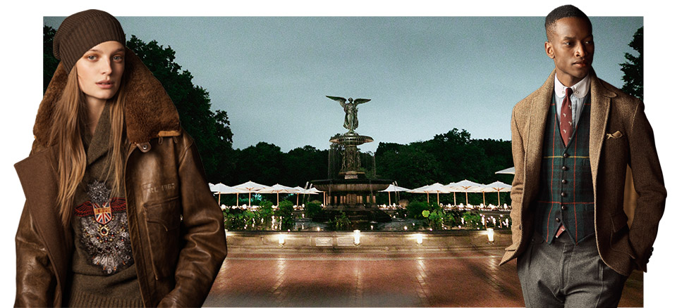 Models in 50th Anniversary Collection looks in front of Bethesda Terrace